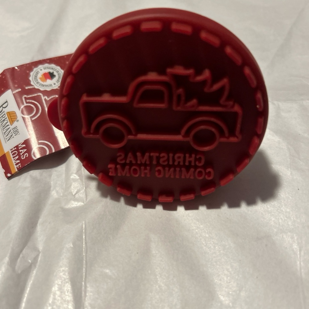 Birkmann Cookie Stamp Pick Up Truck Tree “CHRISTMAS COMING HOME” 3” Diameter NEW